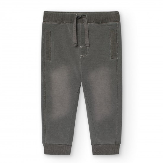 Boboli Fleece denim trousers for baby boy  GREY 390248-GREY-CONT