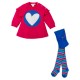EMBROIDERED HEART DRESS FUCHSIA WITH TIGHTS