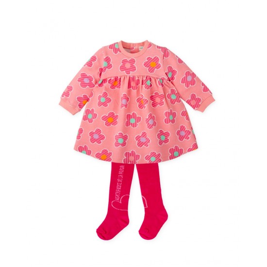 PINK FLOWER DRESS WITH TIGHTS-8287W25