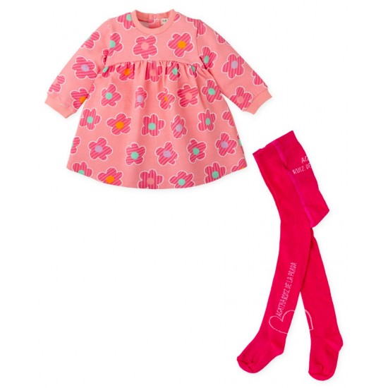 PINK FLOWER DRESS WITH TIGHTS-8287W25