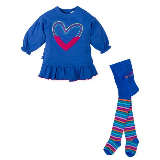 ELECTRIC BLUE HEART DRESS WITH TIGHTS-8292W25