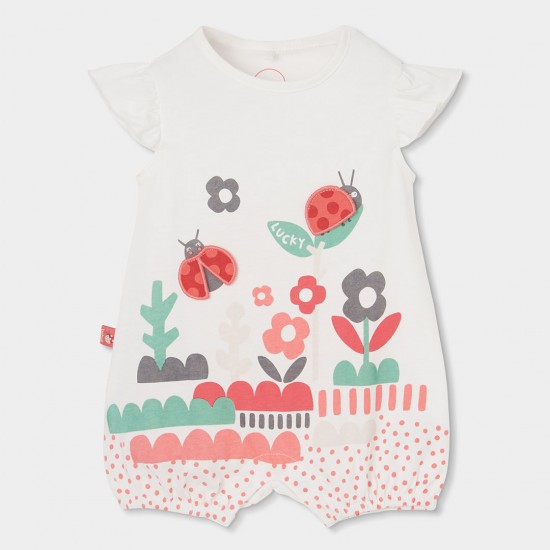 Boboli Knit play suit for baby girl -BCI off white 113027-1111-SS26