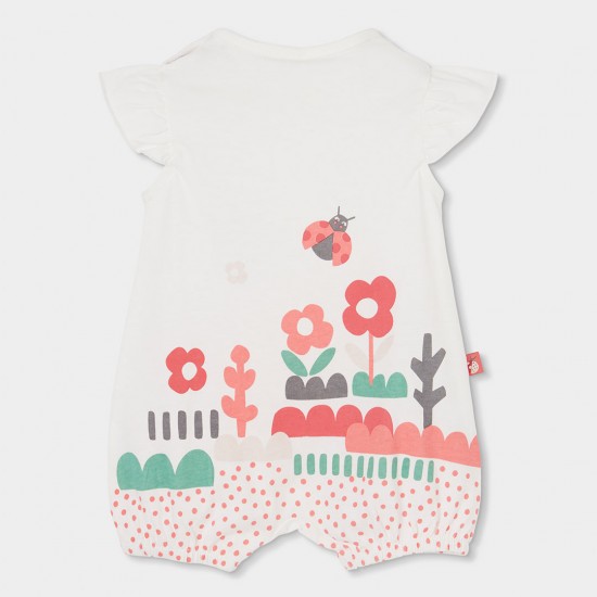 Boboli Knit play suit for baby girl -BCI off white 113027-1111-SS26