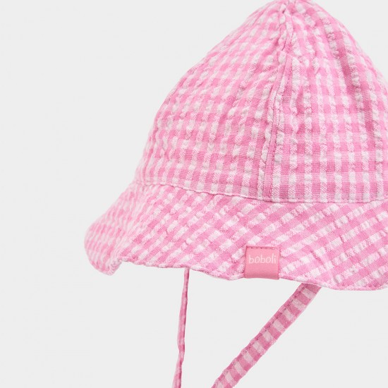 Boboli Poplin hat check for baby -BCI checks 133108-9828-SS26