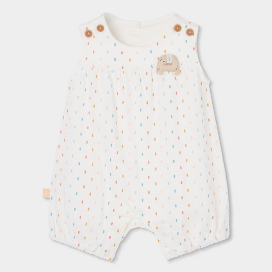 Boboli Knit play suit printed for baby -BCI off white 153076-1111-SS26