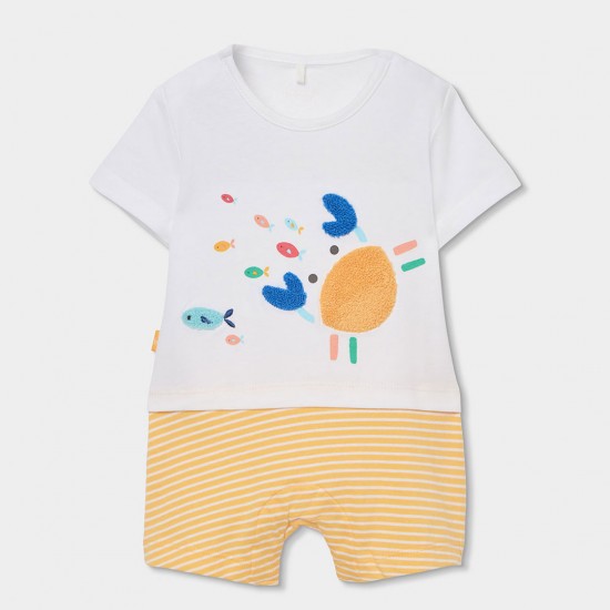 Boboli Knit play suit for baby boy -BCI white 243032-1100-SS26