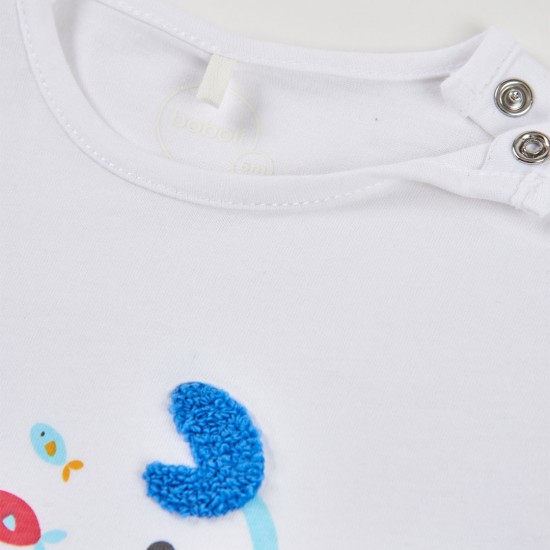 Boboli Knit play suit for baby boy -BCI white 243032-1100-SS26