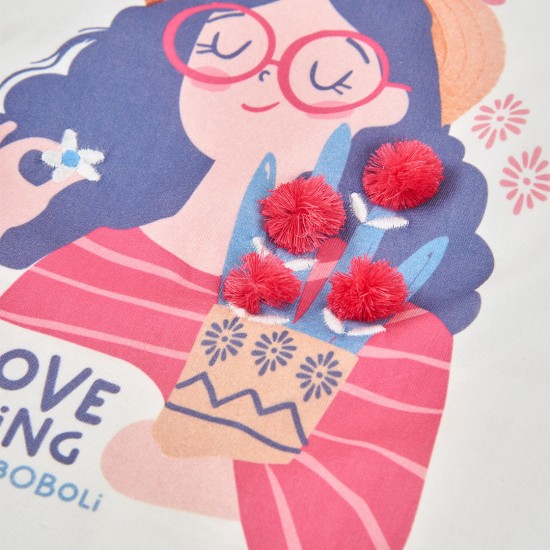 Boboli Μπλούζα με στάμπα για κορίτσι -BCI ξεθωριασμένος 303039-1111-SS26