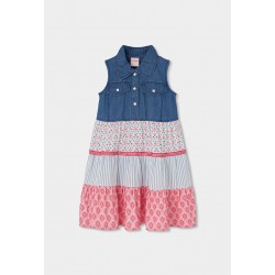 Boboli Denim dress combined for girl -BCI blue 303130-BLUE-SS26