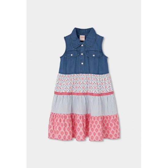 Boboli Denim dress combined for girl -BCI blue 303130-BLUE-SS26