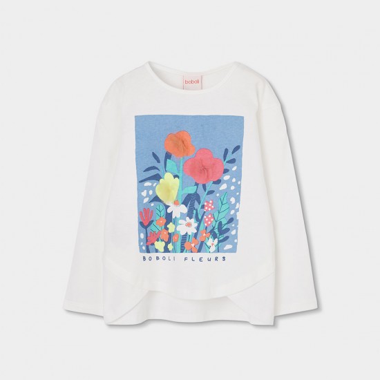 Boboli Πλεκτό μπλουζάκι με μακριά μανίκια για κορίτσι -BCI μαργαριτάρι 313029-8148-SS26