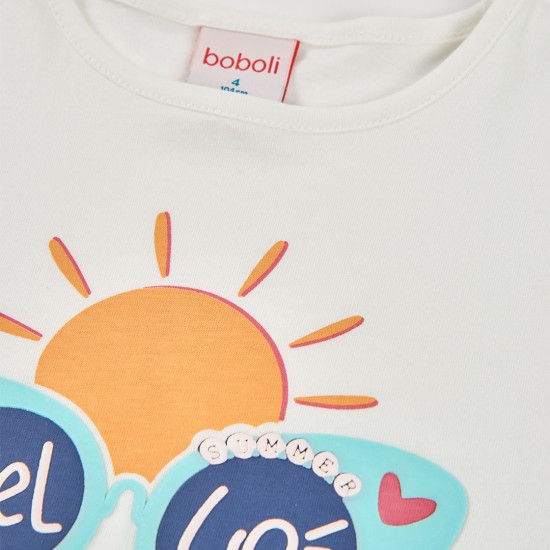 Boboli Πλεκτό μπλουζάκι για κορίτσι -BCI ξεθωριασμένος 333065-1111-SS26