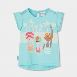 Boboli Πλεκτό μπλουζάκι για κορίτσι -BCI λίμνη 333100-4544-SS26