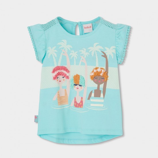 Boboli Πλεκτό μπλουζάκι για κορίτσι -BCI λίμνη 333100-4544-SS26
