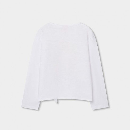 Boboli Πλεκτό μπλουζάκι με μακριά μανίκια για κορίτσι -BCI λευκό 343022-1100-SS26