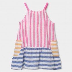 Boboli Φόρεμα λινό ριγέ για κορίτσι ρίγες 343033-9811-SS26