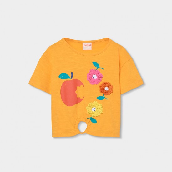 Boboli Πλεκτό μπλουζάκι για κορίτσι -BCI κίτρινο-πορτοκαλί 343099-1168-SS26