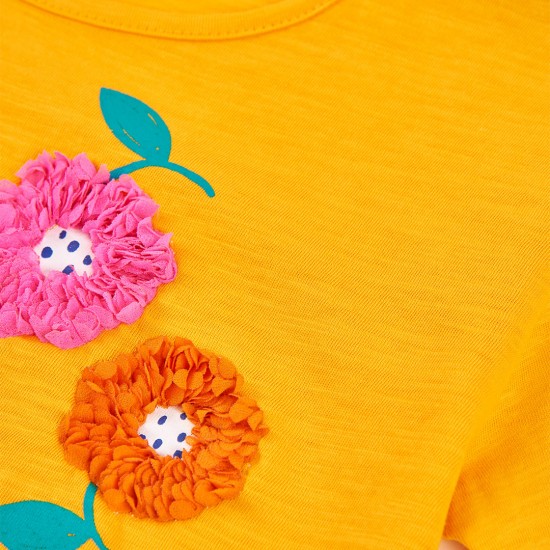 Boboli Πλεκτό μπλουζάκι για κορίτσι -BCI κίτρινο-πορτοκαλί 343099-1168-SS26