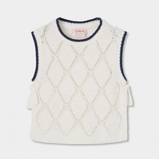 Boboli Πλεκτό γιλέκο για κορίτσι λευκό 403096-1100-SS26