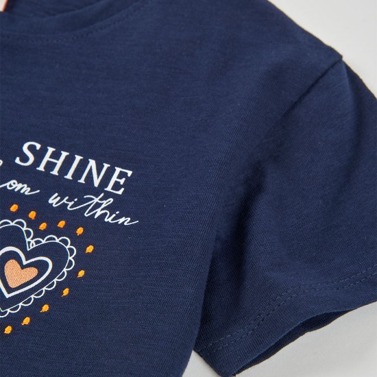 Boboli Πλεκτό μπλουζάκι φλόγα για κορίτσι -BCI ναυτικό 403108-2440-SS26