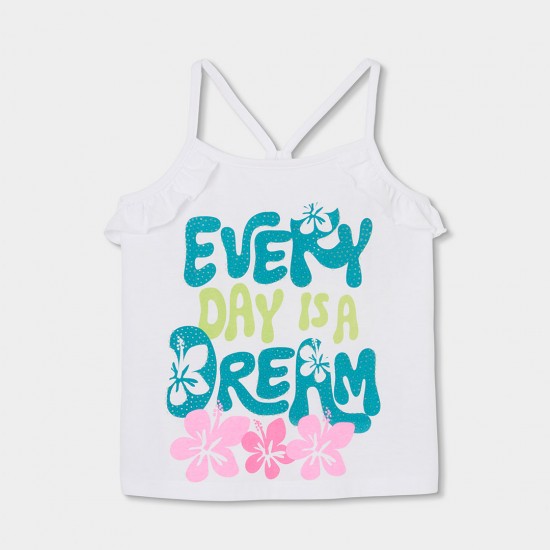 Boboli Πλεκτό μπλουζάκι τιράντες για κορίτσι -BCI λευκό 413109-1100-SS26