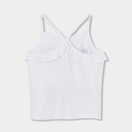 Boboli Πλεκτό μπλουζάκι τιράντες για κορίτσι -BCI λευκό 413109-1100-SS26