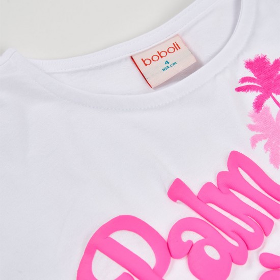 Boboli μπλουζάκι με κοντά μανίκια για κορίτσι -BCI λευκό 443067-1100-SS26