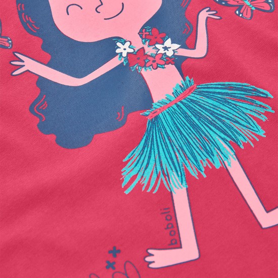 Boboli Πλεκτό μπλουζάκι με στάμπα για κορίτσι -BCI πορφύρα βαφή 493028-3826-SS26