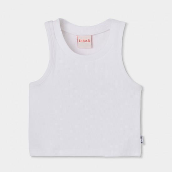 Boboli Πλεκτό μπλουζάκι για κορίτσι -BCI λευκό 493040-1100-SS26