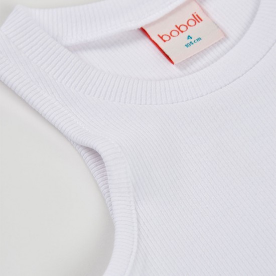 Boboli Πλεκτό μπλουζάκι για κορίτσι -BCI λευκό 493040-1100-SS26