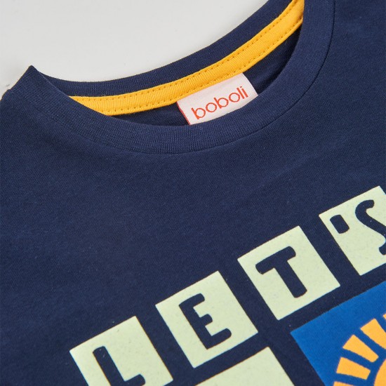 Boboli Πλεκτό μπλουζάκι για αγόρι -BCI ναυτικό 503086-2440-SS26