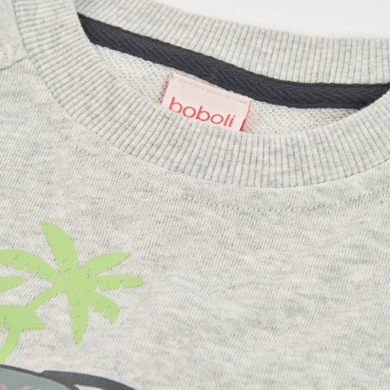 Boboli Fleece sweatshirt for boy -BCI ecru 513009-7359-SS26