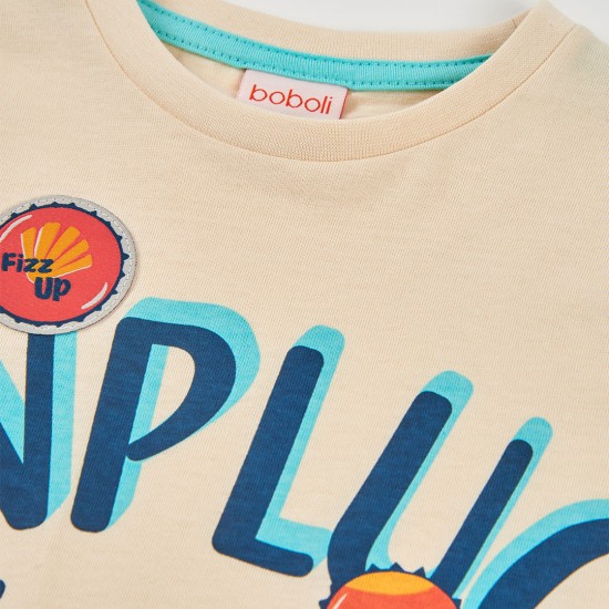 Boboli Πλεκτό μπλουζάκι για αγόρι -BCI εκρού 523112-7442-SS26