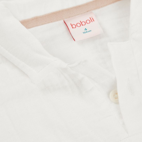 Boboli Polo muslin for boy -BCI off white 533056-1111-SS26