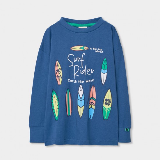 Boboli Πλεκτό μπλουζάκι με μακριά μανίκια για αγόρι -BCI μπλε 613000-2559-SS26