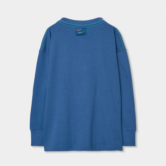 Boboli Πλεκτό μπλουζάκι με μακριά μανίκια για αγόρι -BCI μπλε 613000-2559-SS26