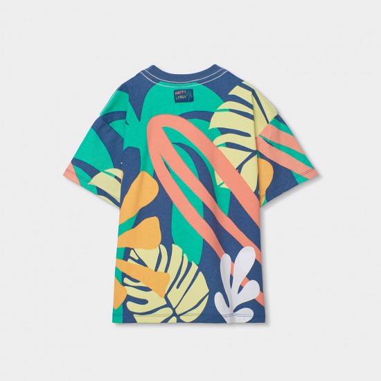 Boboli Πλεκτό μπλουζάκι με στάμπα για αγόρι -BCI μπλε 613055-2559-SS26