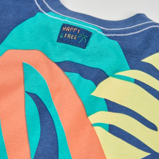 Boboli Πλεκτό μπλουζάκι με στάμπα για αγόρι -BCI μπλε 613055-2559-SS26