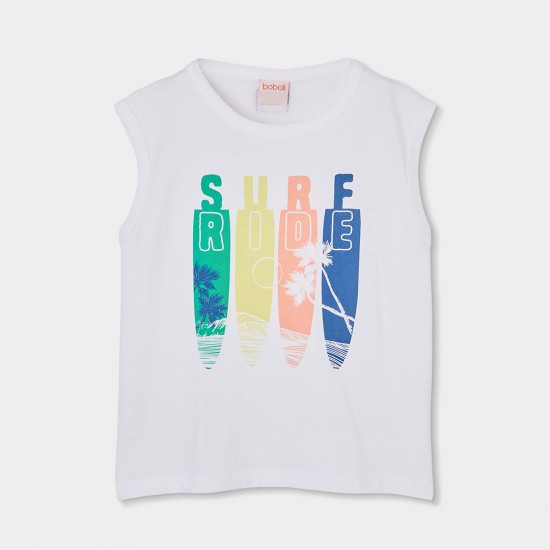 Boboli Knit t-Shirt sleevless for boy -BCI white 613156-1100-SS26