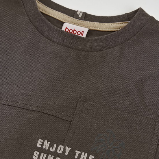 Boboli Πλεκτό μπλουζάκι για αγόρι -BCI καστανός 623089-7456-SS26