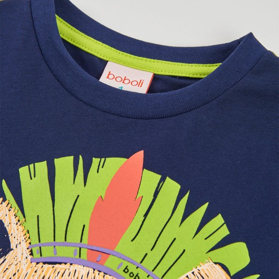 Boboli Πλεκτό μπλουζάκι για αγόρι -BCI ναυτικό 693020-2440-SS26