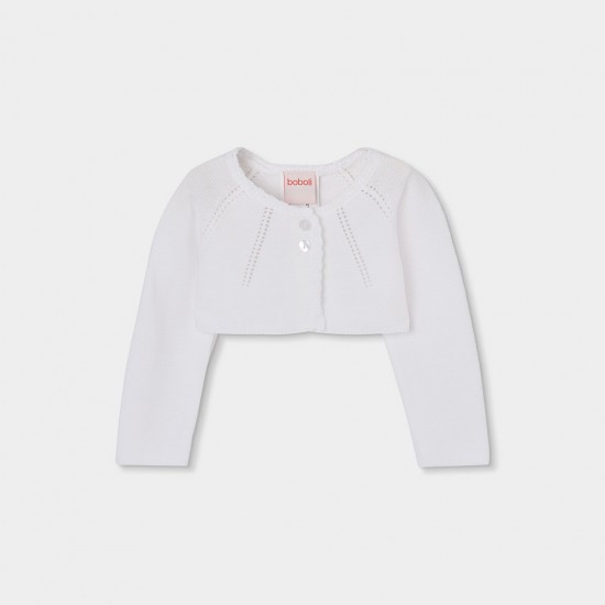 Boboli Knitwear bolero for baby girl -BCI white 703000-1100-SS26