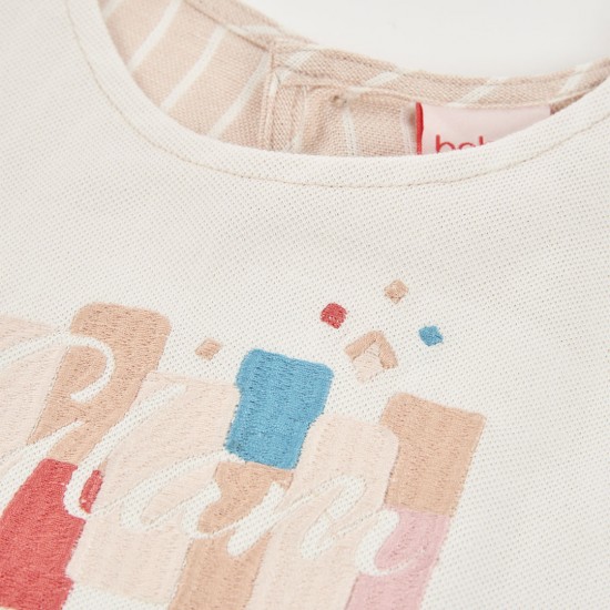 Boboli Shirt linen combined for girl -BCI off white 723035-1111-SS26