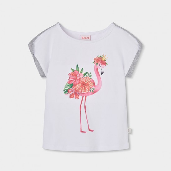 Boboli Μπλούζα με ελαστικό πλεκτό για κορίτσι -BCI λευκό 773018-1100-SS26