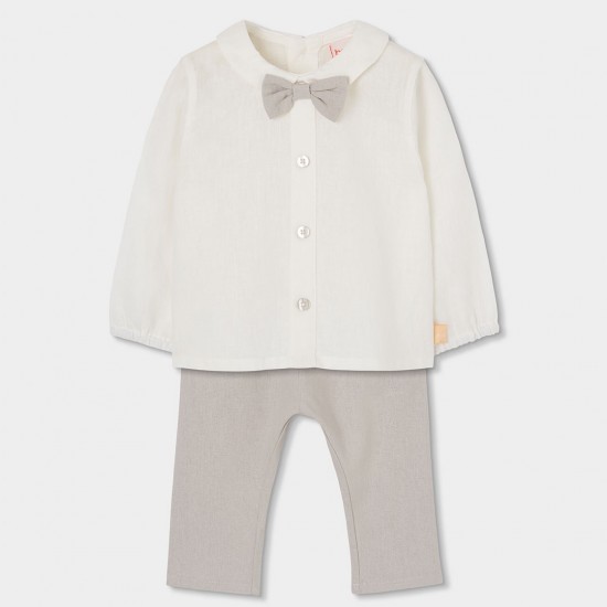 Boboli Set linen for baby boy -BCI stone 803090-7372-SS26