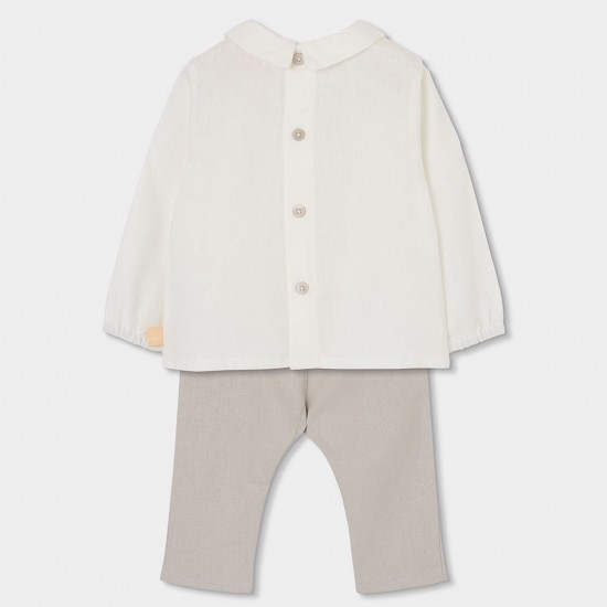 Boboli Set linen for baby boy -BCI stone 803090-7372-SS26