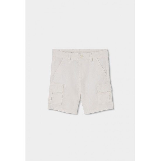 Boboli Linen bermuda shorts for boy -BCI white 813068-1100-SS26