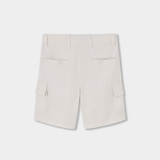Boboli Linen bermuda shorts for boy -BCI white 813068-1100-SS26