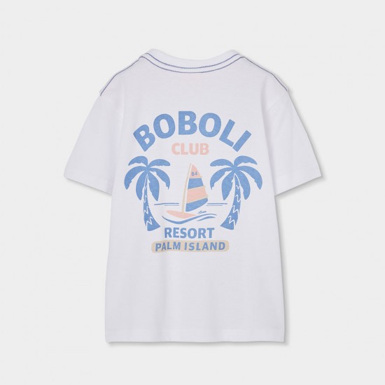 Boboli Πλεκτό μπλουζάκι για αγόρι -BCI λευκό 833037-1100-SS26