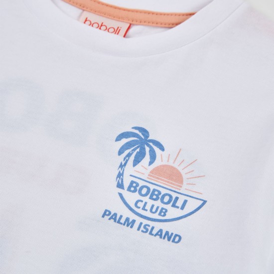 Boboli Πλεκτό μπλουζάκι για αγόρι -BCI λευκό 833037-1100-SS26